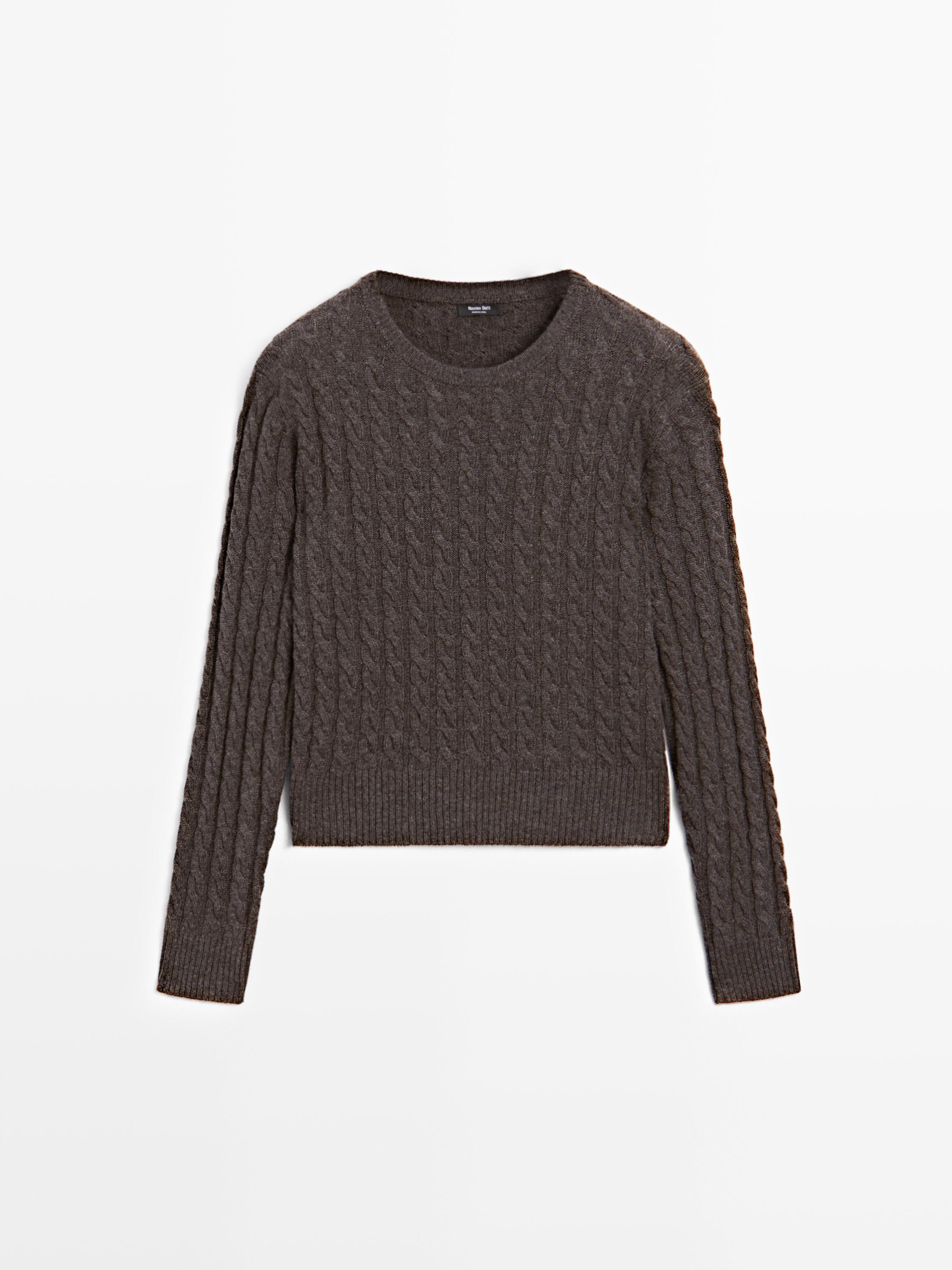 Wool blend cable-knit sweater